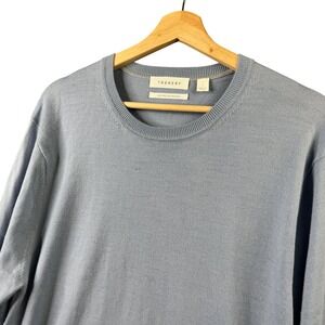 Trenery Mens Light Blue 100% Australian Merino Wool Crew Neck Sweater Size L